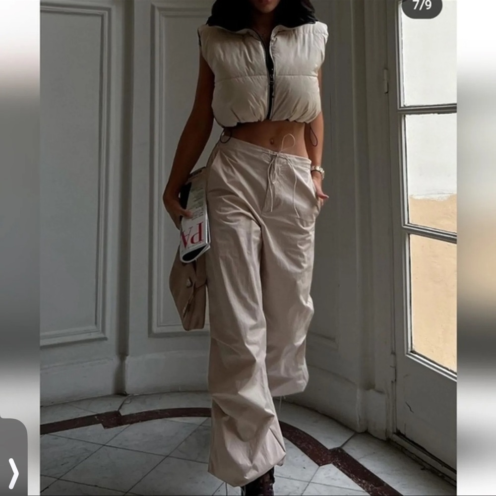 Zara Parachute Pants XL high rise baggy nylon TikTok obsession
